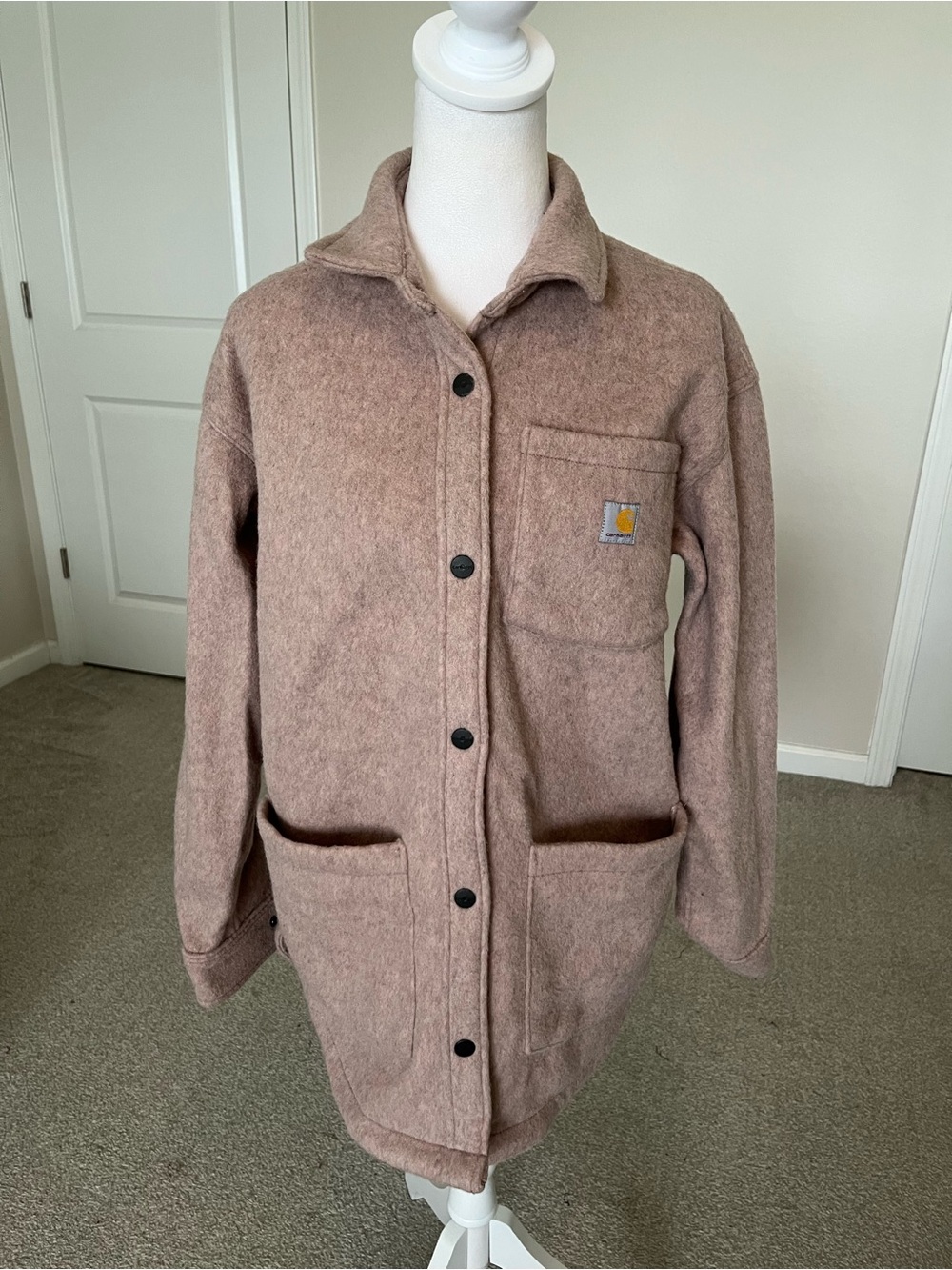 NWOT Carhartt Women's Dusty Pink Wool-Blend Shirt Jacket in Sizes XS and Large